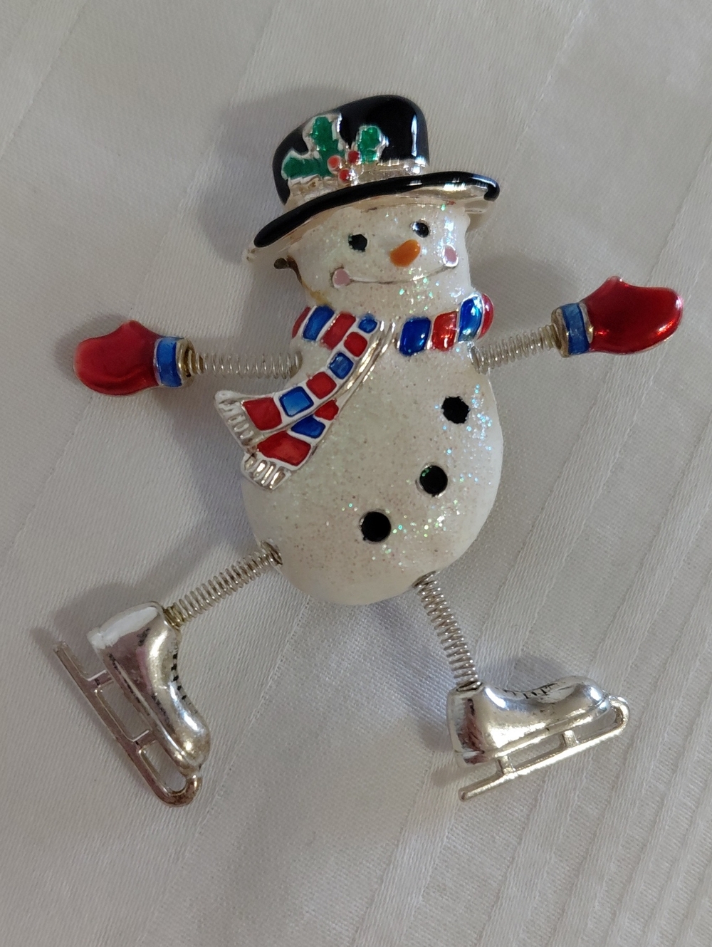 Danecraft Snowman Brooch Skating